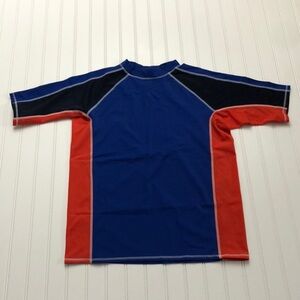 Lands’ End Boys Blue, Red, and Black Swim Rashguard